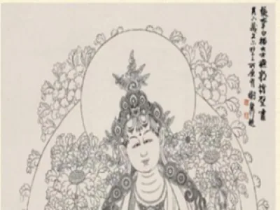 《白描 敦煌壁画 绿度母像》